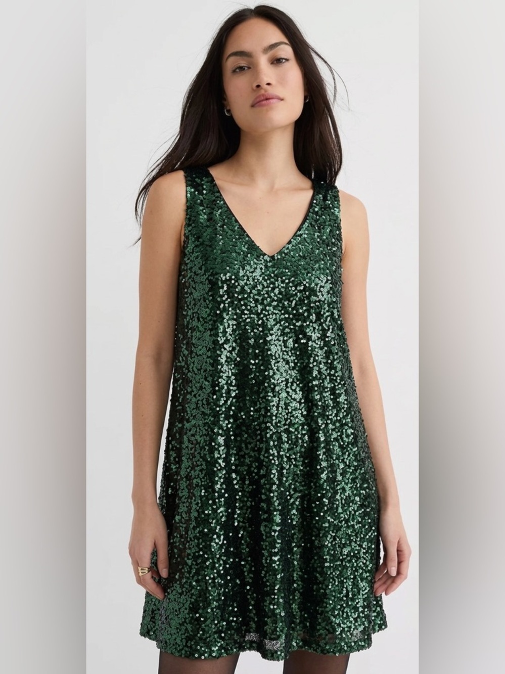 Wishlist size M sleeveless Green Sequin v-neck mini dress prom formal